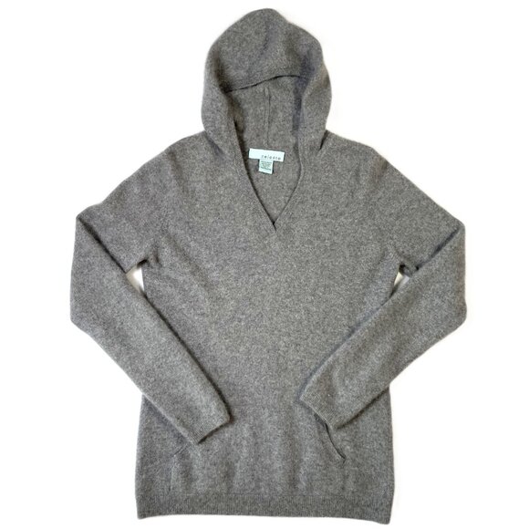 Celeste Gray Cozy Cashmere Hoodie Sweater Long Sleeves V Neck Pocket Size L - Picture 5 of 15